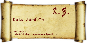 Kota Zorán névjegykártya